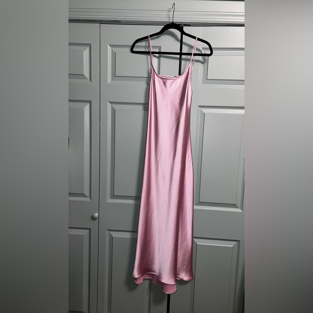 Elegant Pink Satin Slip Dress